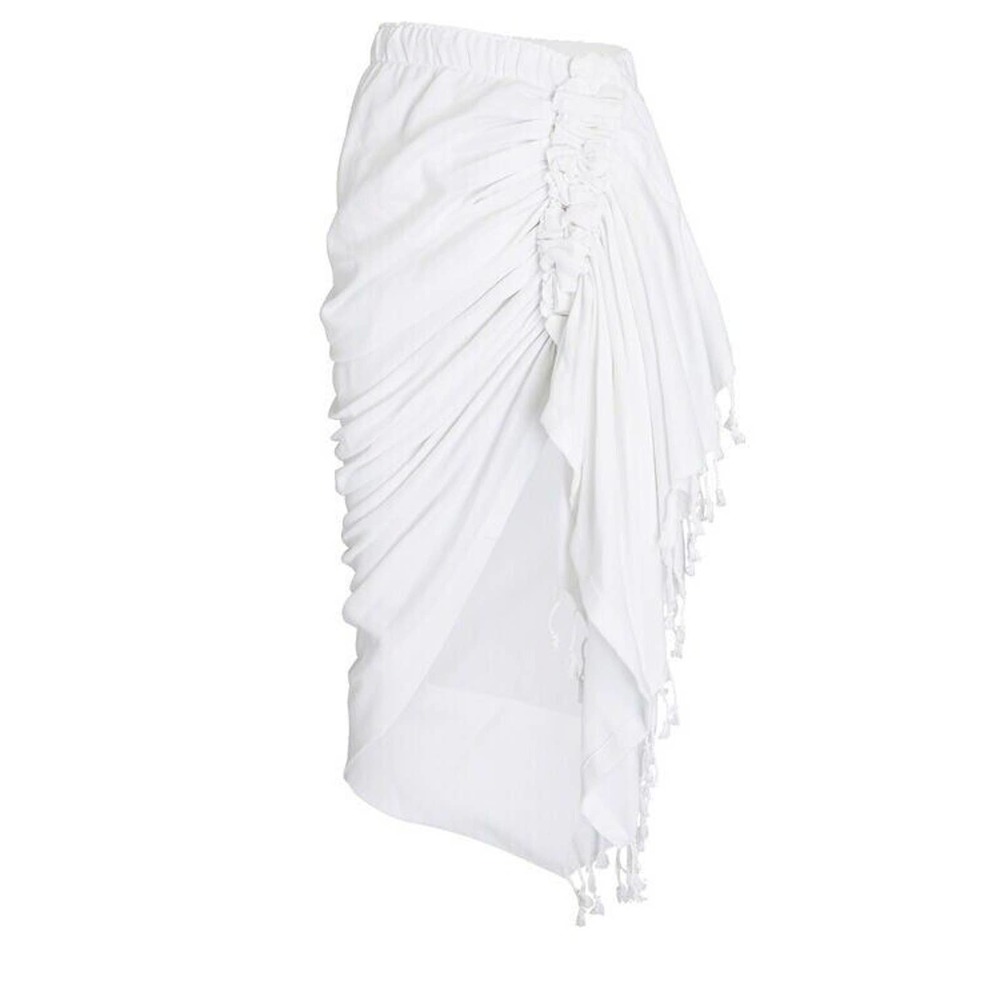 Just Bee Queen Ruffle High-Low Skirt Women's NWOT S White 100%Cotton Snap Button